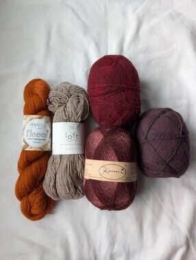 Lot Of Wool & Wool Blend Yarns - Rust, Reds & Taupe